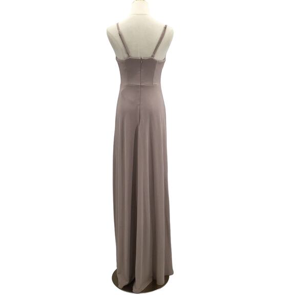BIRDY GREY SZ S Taupe Cowl Sleeveless Crepe Ash Formal Party Maxi Dress NWT b109 - Picture 2 of 10